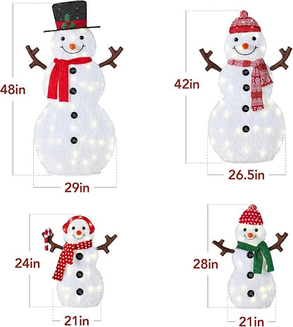 Best Choice Products 4ft 4-Piece 2D Lighted Christmas Snowman Family Set, Large Outdoor Yard Decor Holiday Decoration w/ 160 Twinkling LED Lights
