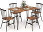 Tangkula Dining Table Set for 4, Kitchen Table and Chairs Set of 4 w/Metal Frame, 360° Swivel Feet, Space-Saving Dinette Table Set for Living Room, Restaurant, Breakfast Nook (Teak)