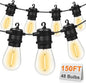 GvvooHome S14 LED Outdoor String Lights 150FT Patio Lights Outdoor Waterproof with 45+3 Shatterproof LED Bulbs, Hanging Backyard Lights for Outside Deck Patio Garden Balcony Decorations