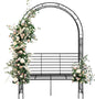 Outvita 7FT Garden Arch Arbor with Seating, Heavy Duty Metal Arbour Archway, Decorative Frame Stand Trellis for Wedding Ceremony Party Plant Climbing Rose Vines Lawn