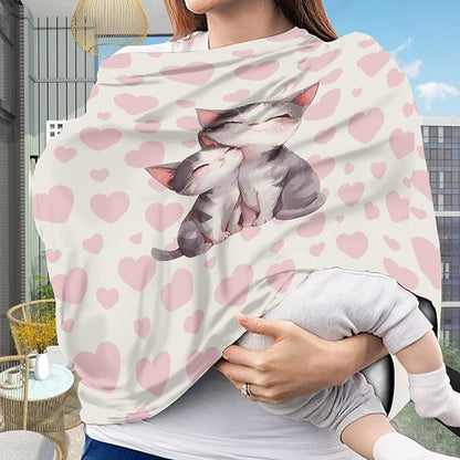 AFPANQZ Cat Baby Car Seat Canopy Nursing Cover Breastfeeding Scarf Shopping Cart Covers Stroller Sunshade High Chair Cover Car Seat Covers Girls Breathable