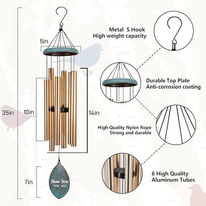 ASTARIN Personalized Memorial Wind Chimes, Angel Wings Sympathy Gifts Wind Chime for Loss of Loved Mom/Dad, Commemorative Windchime for Condolences/Funeral