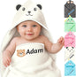 Personalized Baby Towels Hooded with Name, Custom Toddler Coral Velvet Fleece Bath Towel with Hood for Girl Boy, Customized Newborn Gifts - Printed (White Bear)