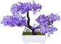 Mini Artificial Bonsai Tree Plants with Plastic Cement Pots for Home Office Décor(Purple)