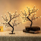 PEIDUO Set of 2 Lighted Cherry Blossom Tree, Light up Bonsai Tree for Christmas Decorations, Warm White Lights Plug in Adapter, Tabletop Night Light Artificial Tree for Indoor Bedroom Living Room