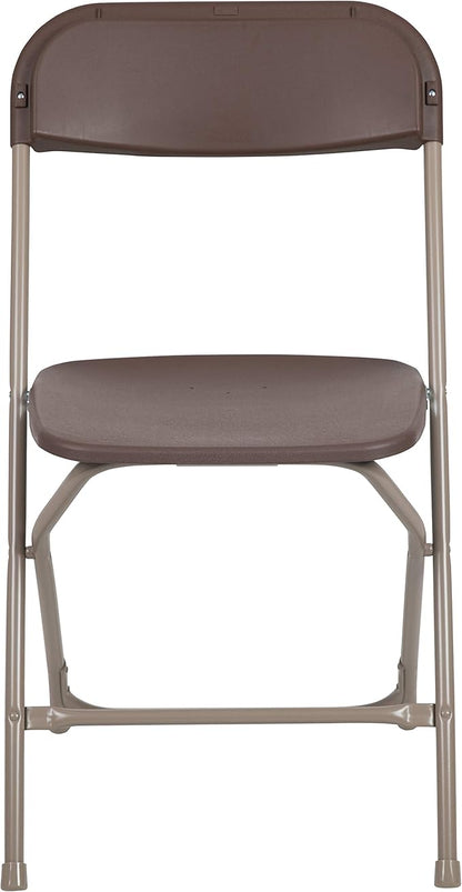 Flash Furniture Hercules Series Plastic Folding Chair Brown - 10 Pack 650LB Weight Capacity Comfortable Event Chair-Lightweight Folding Chair