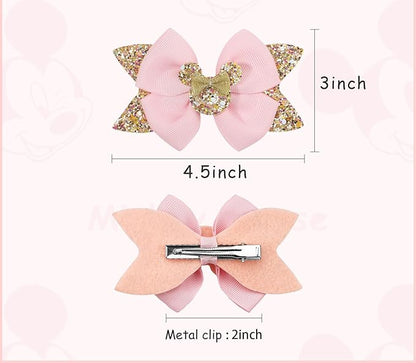 4 Inch Cute Mouse Ears Sequins Bows Hair Clips For Baby Girls, Toddler, Kids and Young Women Birthday Party Wedding Christmas Occasions Set of 2 (B- Black)