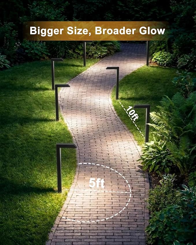 Low Voltage Pathway Lights, 4.5W LED Landscape Lighting, 4000K, 9-15V AC/DC, IP65 Waterproof, Aluminum, Black, 2 Pack
