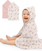 Hooded Baby Towels 2 Pack, Muslin Baby Bath Towels with Hood for Newborn Infant and Toddler, Soft Breathable & Absorbent, 32" x 32" (Petal - Leaf, Heavyweight)