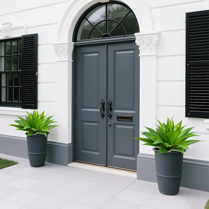 Artificial Agave Faux Agave Fake Greenery Outdoor Artificial Plants Fake Plants for Indoor Home Decor Plastic Plants Outdoor Decor Front Porch Decor Simulation Plants 22"(2Pcs Green) No Vase