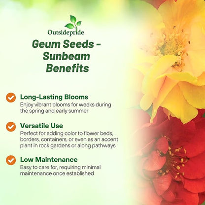 Outsidepride Sunbeam Geum Seeds - 20 Pcs Easy to Grow Perennial Flower Seeds for Planting with Vibrant Blooms Attractive to Pollinators, for Cut Flower Arrangements, Borders, & Flower Beds