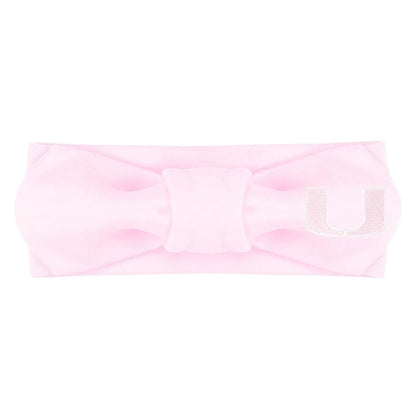 Creative Knitwear Miami Hurricanes Infant Girls Pink Solid Hair Knot Headband Embroidered Logo - Size Newborn - 4T