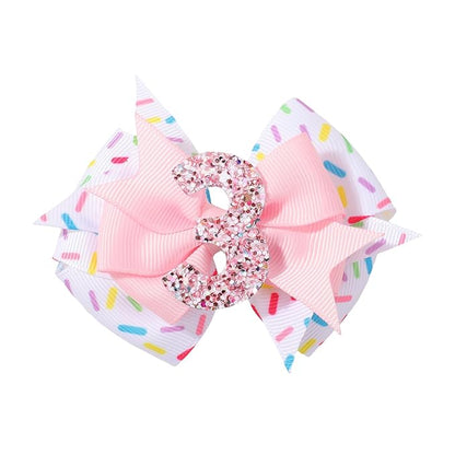 Birthday Hair Bow Hair Clips for Girls 1 2 3 4 5 6 Years, Baby Girl Accessories Bow Birthday Decorations, Pink Baby Girls Ice Cream Hair Bows Clips for 3th