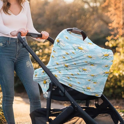 LedBack Floral Car Seat Covers Daisy Carseat Canopy for Babies Breastfeeding Covers, Boys and Girls Lightweight and Breathable Carseat Canopy