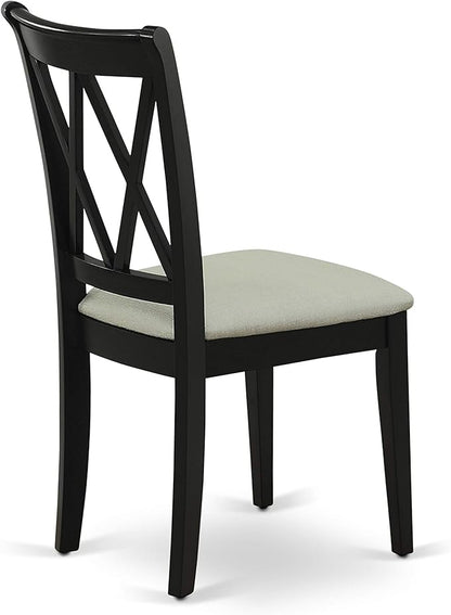 East West Furniture DUCL7-BLK-C 7 Piece Dining Room Furniture Set Consist of a Rectangle Dining Table and 6 Linen Fabric Upholstered Chairs, 36x60 Inch, Black