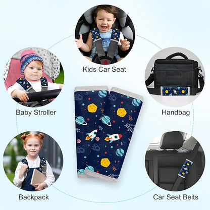 Seat Belt Cover Pad for Baby, Soft Seatbelt Cushion Covers for Kids 2Pcs Car Seat Strap Shoulder Pads for All Car Seats, Stroller, High Chair