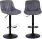 Bar Stools Set of 2, Swivel Counter Height Barstools with Back, Adjustable PU Leather Bar Chairs, Modern Armless Kitchen Island Stool, Dark Grey