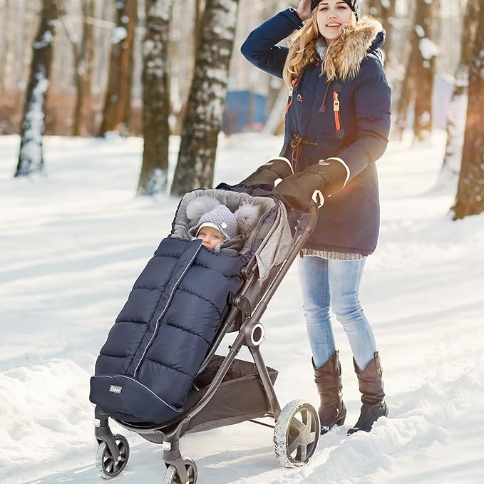 Orzbow Warm Bunting Bag Universal, Stroller Sleeping Bag Cold Weather, Waterproof Toddler Footmuff (Blue, Large)