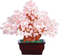 Feng Shui Natural Rose Pink Quartz Crystal Money Tree Bonsai Style Decoration for Wealth and Luck (Pink)