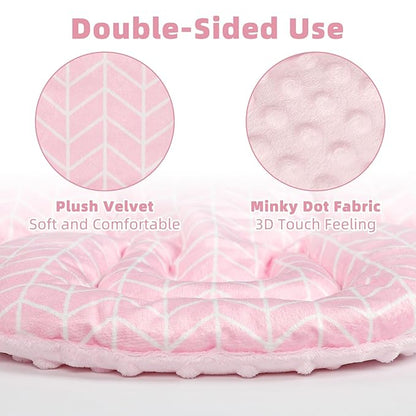 4 in 1 Infant Car Seat Insert, Baby Car Seat Head Body Support for Girls & Boys, Reversible Newborn Car Seat Insert with 3 Extra Strap Paddings, Premature Car Seat Cushion (Stripes Pink)