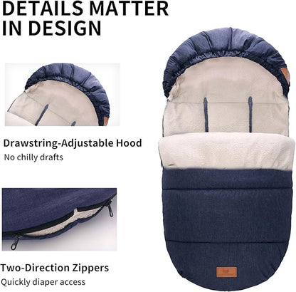Miracle Baby Bunting Bag for Stroller, Warm Fleece Footmuff with Zippers, Convertible Infant Toddler Sleeping Bag Blanket for Boys Girls