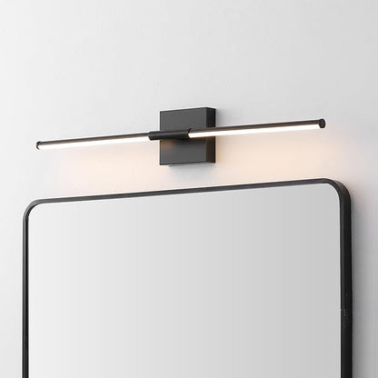 JONATHAN Y 28" Black Modern Dimmable Integrated LED Wall Sconce, Minimalist Adjustable Metal Vanity Light for Bathroom Mirror, Bedroom, Hallway, 3000K, ETL Listed (JYL7041C)