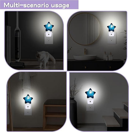 Large Sharks Night Lights Plug Into Wall,Underwater Vortex Dusk to Dawn Light Sensor Night Light for Kids,Energy Efficient Sleep Friendly Lamp for Bedroom Bathroom Nursery