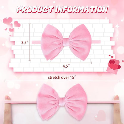 YanJie HAIRBAND 2.5 Count - Nylon, Velvet - Hair Styling, Securing Hair - For Baby Girls - Valentine's Day - Handmade, Soft, Stretchy, Red Pink - 1 Piece/Set