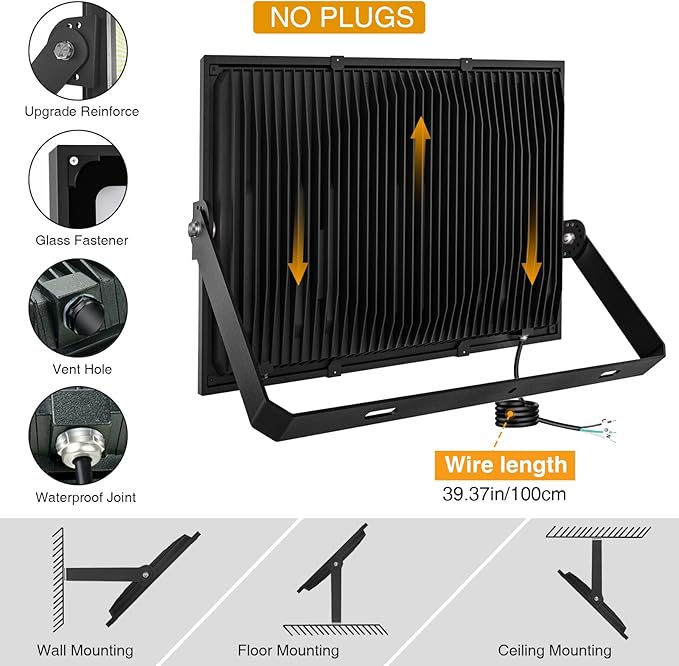 SOLLA 600W LED Flood Light Outdoor, 60000lm 6000K Daylight White, 3060W Equivalent Super Bright LED Arena Light IP66 Waterproof Commercial Lighting for Sports Fields,Counts,Stadium 110-265V