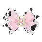 YanJie 4'' Baby Girl Birthday Hair Bow for 8 Year Old Girls Cow Print Glitter Pink Toddler Hair Clips Hair Accessories Birthday Bows for Eight Years