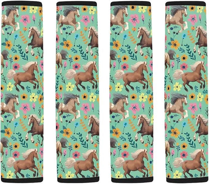 FOR U DESIGNS 2 Pcs Seat Belt Cover for Kids Adults Car Seat Strap Cover Horse & Floral Print Universal Shoulder Strap Protector Fit for SUV Sedan Truck