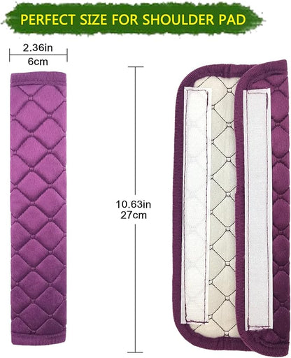 Car Seat Belt Cover Pad, 5 Pack, Seatbelt Covers for Car Accessory, Soft Material, Car Seat Strap Pads, Purple 10.63 inches, Universal Fit for All Vehicles, Comfort for neck shoulders (5-Purple)