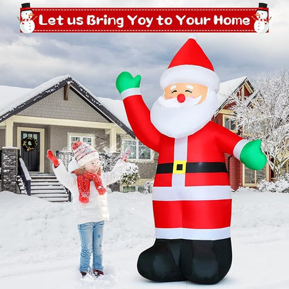GOOSH 8.8 FT Waving Christmas Inflatables Santa Claus Shaking Hand - Outdoor Santa Christmas Decorations Blow Up Santa for Yard Holiday Party Garden Lawn