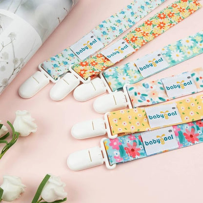 babygoal Floral Pacifier Clips, 6 Pack Binky Paci Holder Clips Leashes Fits for Most Baby Pacifiers and Binkies