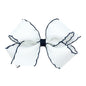 Wee Ones Girls' Classic Grosgrain Moonstitch Edge Hair Bow, No-Slip Hair Clip, Handmade, White Milenium Blue, Medium