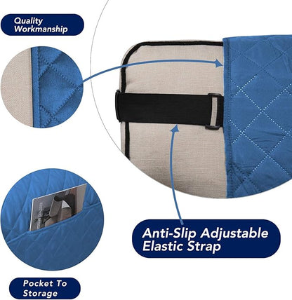 PureFit Reversible Sofa Couch Cover Water Resistant Couch Covers for 3 Cushion, Washable Furniture Cover with Non-Slip Foam and Adjustable Strap for Dogs, Pets (Sofa, Blue/Ivory)