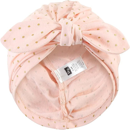 Hudson Baby Infant Girls Turban Cotton Headwraps, 0-24 Months