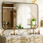 26 x 38 Inch Bathroom Mirror, Rounded Rectangular Vanity Mirror for Wall, Modern Mirror for Room Decor, Black Framed Wall-Mounted Mirrors for Home Decor, Hangs Horizontally or Vertically