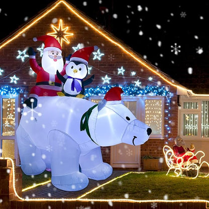 DearHouse 7FT Inflatable Polar Bear Christmas Santa and Penguin, Led Lights Xmas Holiday Blow Up Family Party Decoration Yard Lawn Favors Indoor Outdoor Inflatables