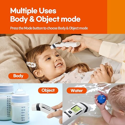 HubiBaby No-Touch Forehead Thermometer, Digital Infrared Thermometer for Adults and Kids, Baby Thermometer with Fever Alarm Fast and Accurate,Ideal for Whole Family (White)