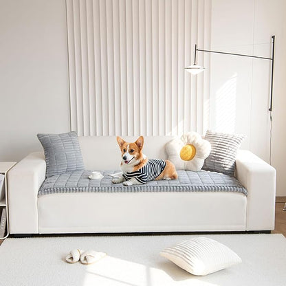 OTOB Couch Cover for Dogs Washable, Non Slip Plush Sofa Covers for 3 Cushion Couch, Fuzzy Pet Friendly Mat Bed Furniture Protector Sofa Slipcover, All Seasons (Gray, 27.6" x 70.9")