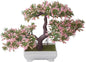 Mini Artificial Bonsai Tree Fake Plants - Artificial Plant Welcome Pine Treewith Plastic Cement Pots for Home Office Décor (Pink)