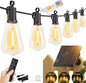 Brightown 58FT Solar String Lights Outdoor Waterproof with Remote, 25+1 LED Shatterproof Bulbs, Dimmable & Timable, 3 Light Modes - Commercial Grade Patio Lights for Garden Backyard Party Decor