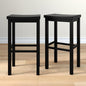 Grain & Grove Smith Collection Set of 2 Solid Wood Bar Stools, 30 inch Saddle-Seat Bar Chairs, Backless, Heavy-Duty Construction, Footrest Support, for Kitchen Islands, Home Bars, and Counters, Black