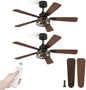 Fanbulous 2 Pack 42 Inch Rustic Caged Ceiling Fan with Lights, Black Farmhouse Ceiling Fans for Bedroom Living Room, Double-Sided 5 Blades Rustic Ceiling Fan