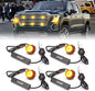 Xprite Hideaway Strobe Lights Amber LED Strobe Light Kit with 14 Flash Patterns Grill Strobe Lights for Trucks Surface Mount Headlight Taillight Emergency Warning for Work and Tow Vehicles - 4PCS