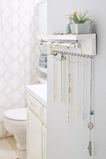 Rustic White Necklace Jewelry Organizer