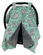 Dear Baby Gear Car Seat Cover for Boys & Girls - Baby Carseat Canopy w/Snap Opening - Infant Seat Cover - Nursing Covers - Newborn Carrier Canopy - 40x30 (Gray Elephants on Mint Foliage - Gray)