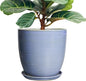 Ceramic Planter - Modern Round 12 Inch Pots for Plants with Drainage Hole and Plant Saucer for Flower Indoor, Garden Room Home Office House Decor, House Warming Gifts, Blue-Purple
