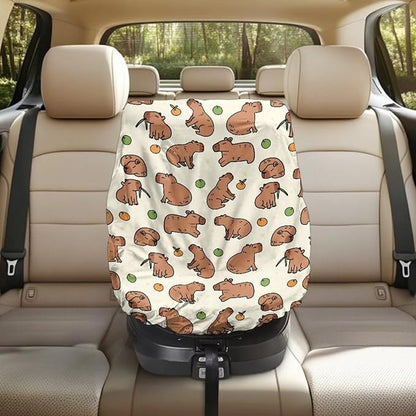Car Seat Cover Baby Car Seat Sun Shade Cover Cute Capybara Print Toddler Car Accessories, Keep Baby Cool and Child Safety for Travel